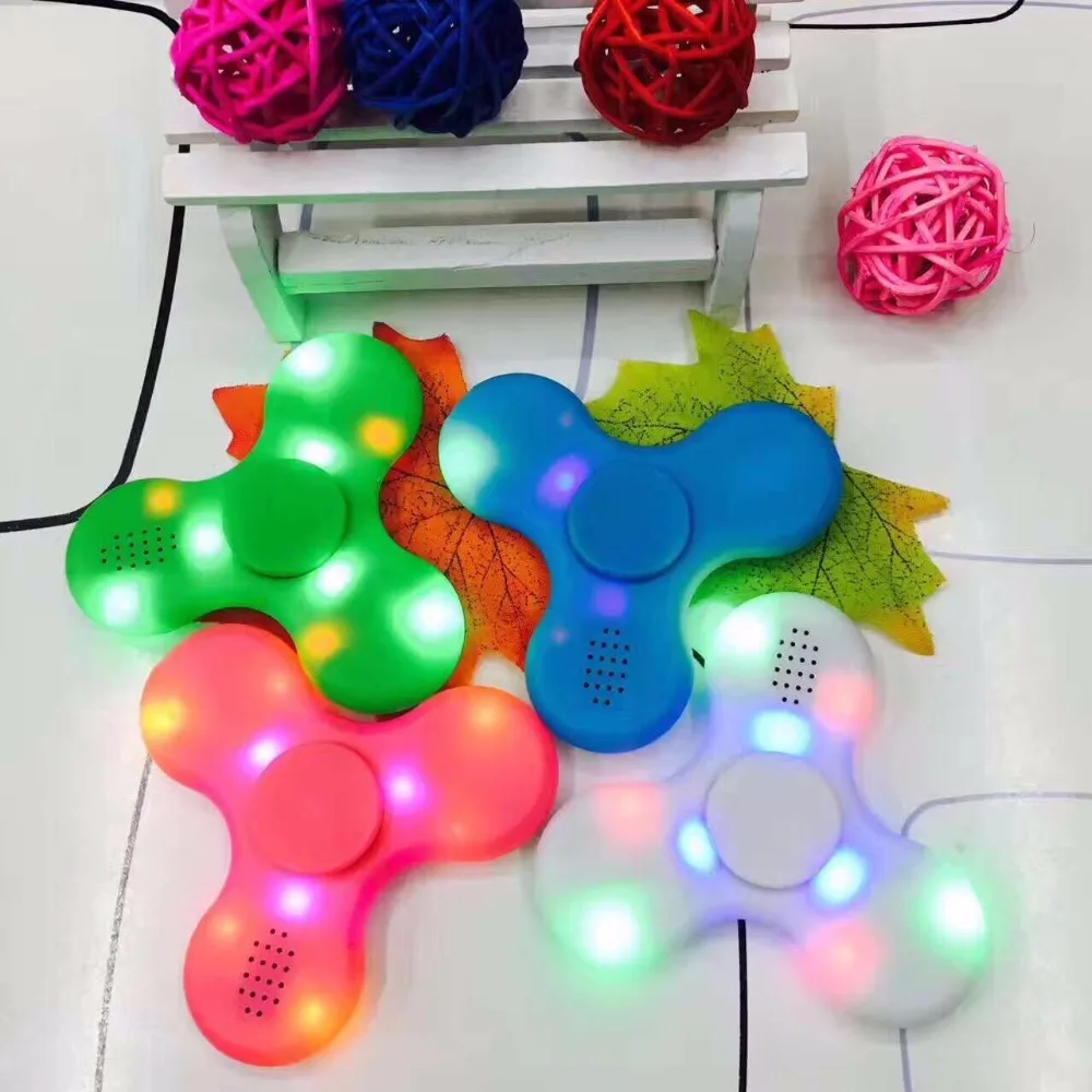 

Hot Sale 3 in 1 Bluetooth Speaker With Colorful LED Fidget Gyro Spinner Cordless Loudspeakers with fingertip Free Shipping