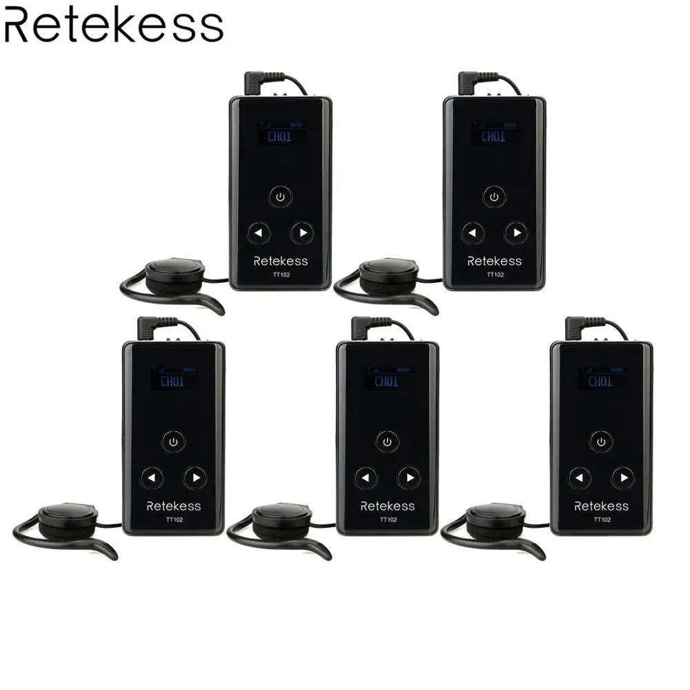 

5pcs TT102 Wireless Receiver 99 Channel 195-230 MHz for Tour Guide System Simultaneous Interpreting Meeting Teaching