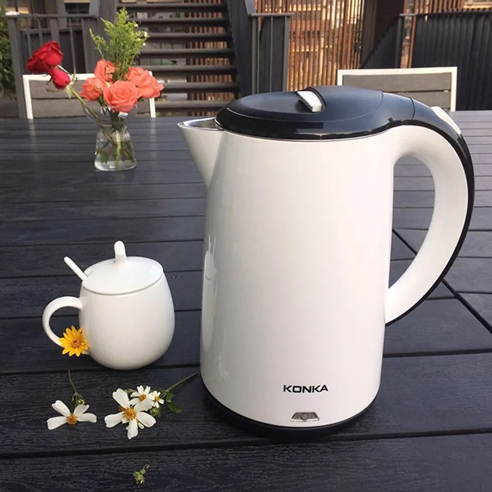 

KONKA Stainless Steel Electric Water Kettle High Power Double Layers Scald Proof Kettle Auto-off Quick Electric Boiling Pot