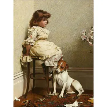 

DIY Diamond Embroidery Girl and dog 5D Diamond Painting Cross Stitch Mosaic Pattern flower Full square Rhinestone Home Decor
