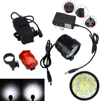 

Bicycle Front Lamp 20000 Lumen 3 Modes Bike Light 10x XM-L T6 LED Bike Headlight Torch+6400 mAh Battery Pack+Safety Rear Light