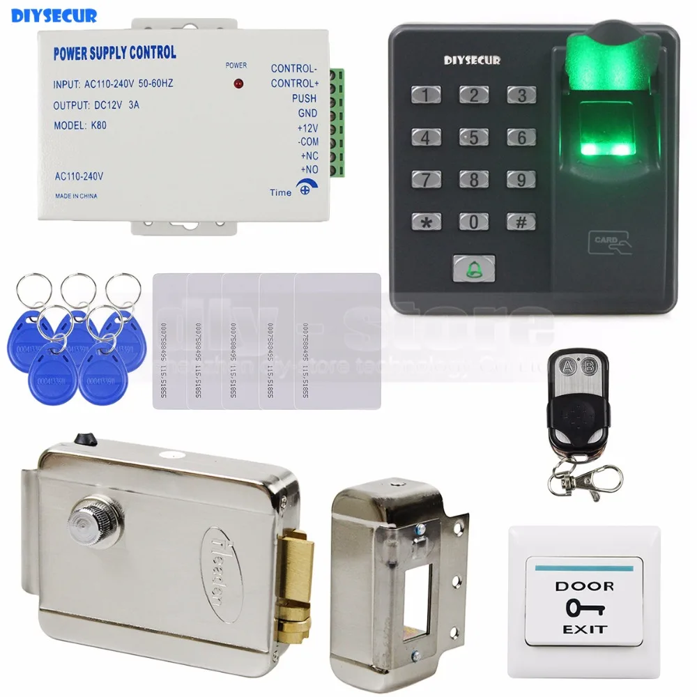 

DIYSECUR Biometric Fingerprint RFID 125KHz Password Keypad Door Access Control System Kit + Electric Lock + Remote Control