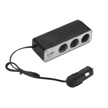 

AOZBZ DC12-24V Car Auto Power Adapter Lighter 1 To 3 Car Cigarette Lighter Splitter Hub Socket With USB Charger Adaptor for iPod