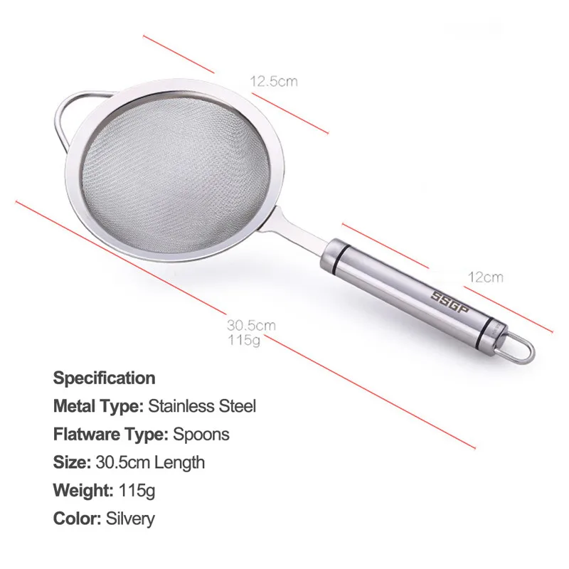 TTLIFE stainless steel wall hanging long handle soup ladle mesh hollow