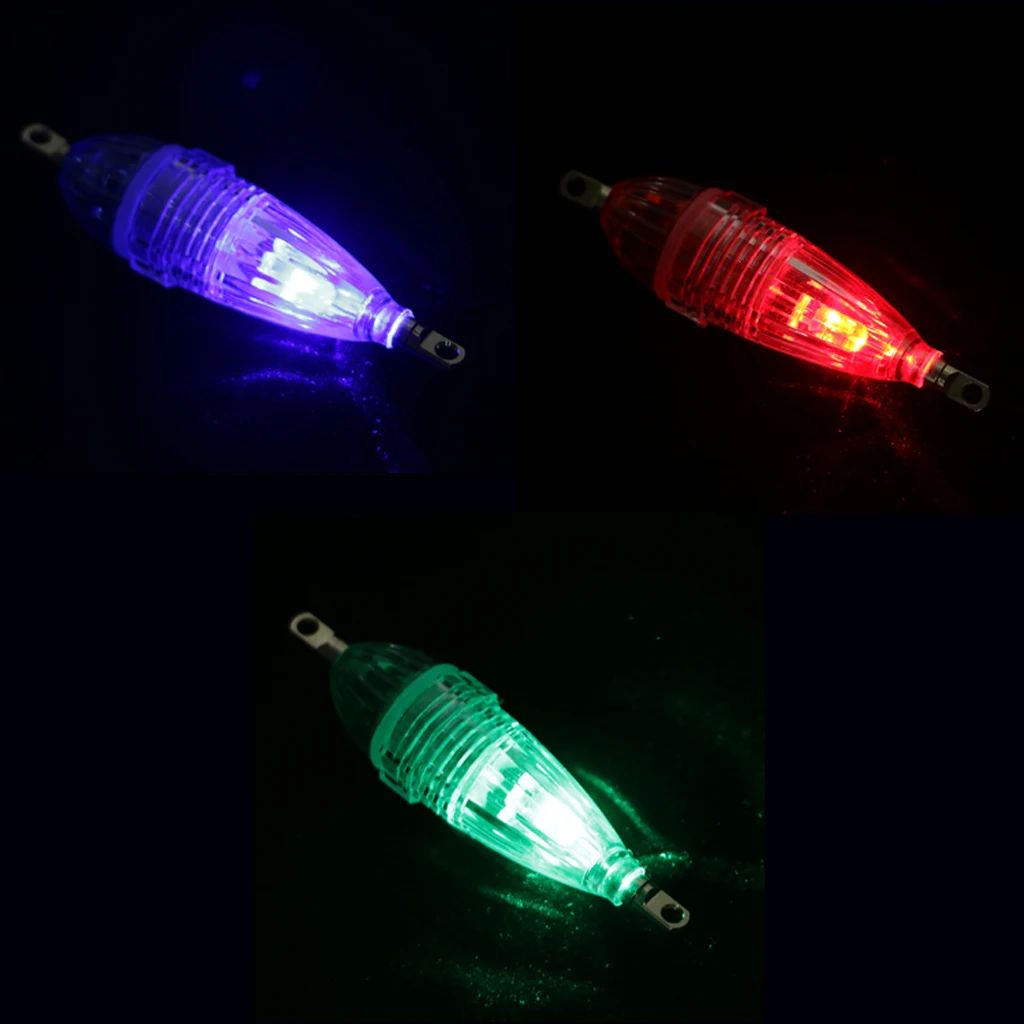 

3pcs ABS Deep Drop LED Fishing Light Underwater Lamp Attracting Fish Lure Lights Red/Blue/Green 6cm