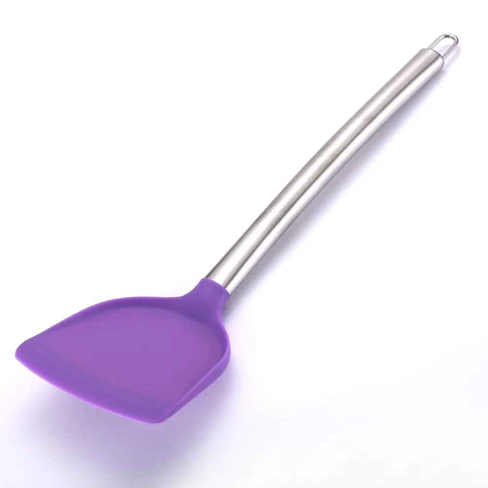 Разноцветные антипригарные кулинарные лопатки, термостойкие ложки, лопатки, гибкие кухонные инструменты для приготовления пищи - Цвет: Фиолетовый