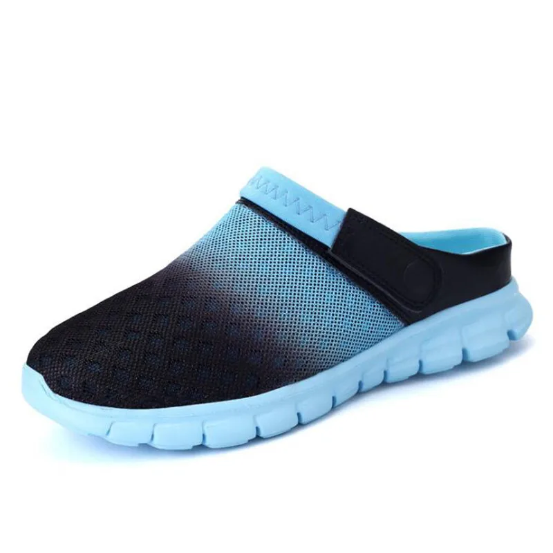 

Summer sandals men's large size mesh slippers new couple models bird's nest hole beach shoes set foot lazy half slippers macvise