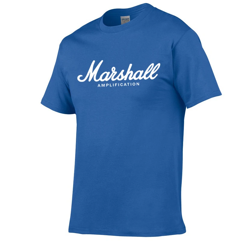 hot sale summer cotton Marshall t shirt men short sleeves tee hip hop T-shirt streetwear Boy/girl Tshirt XXS-2XL - Цвет: blue-White