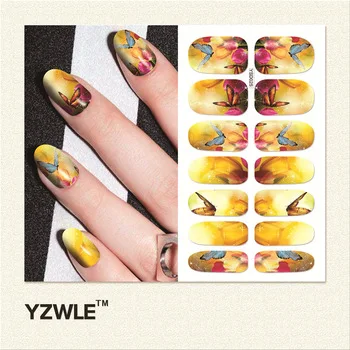 YZWLE 1 Sheet Water Transfer Nails Art Sticker Nails Decor Tool Cover Nail Wrap Decal (YSD025)
