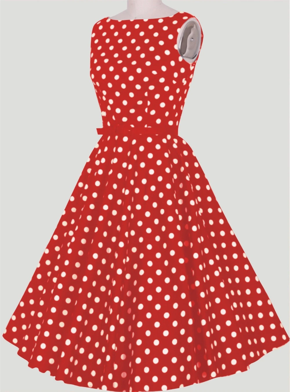 vestido vermelho com bolinha branca