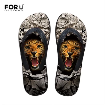 

New arrivel cool animals printing flip flops for mens beach flat flip flops leisure casual beach chinelo male bath slipper