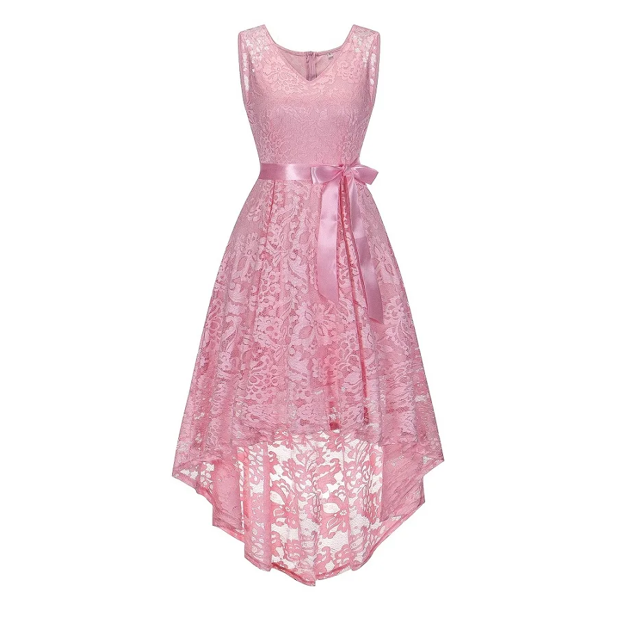 Новинка; летнее платье для подростков от 13 до 20 лет; милое кружевное платье без рукавов для девочек; модная праздничная одежда принцессы для девочек - Цвет: pink