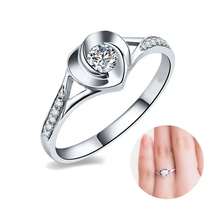 

Danki Engagement Solitaire Ring Cubic Zirconia Classic Infinity Proposal Halo Ring Solid 925 Sterling Silver Jewelry Ring Gift