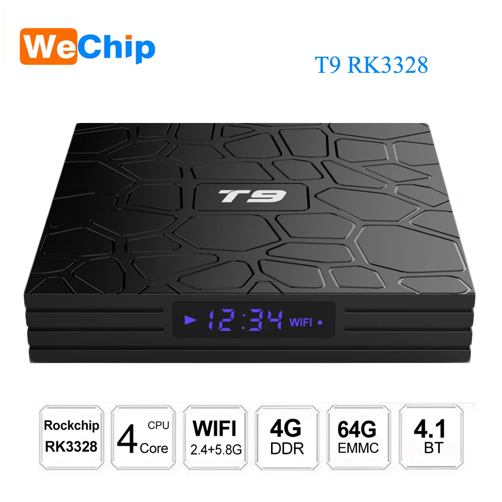 

T9 Smart TV Box Android 8.1 4GB 64GB Rockchip RK3328 1080P H.265 4K Set Top Box 2.4G+5.8G Dual Wifi BT Wireless Media Player