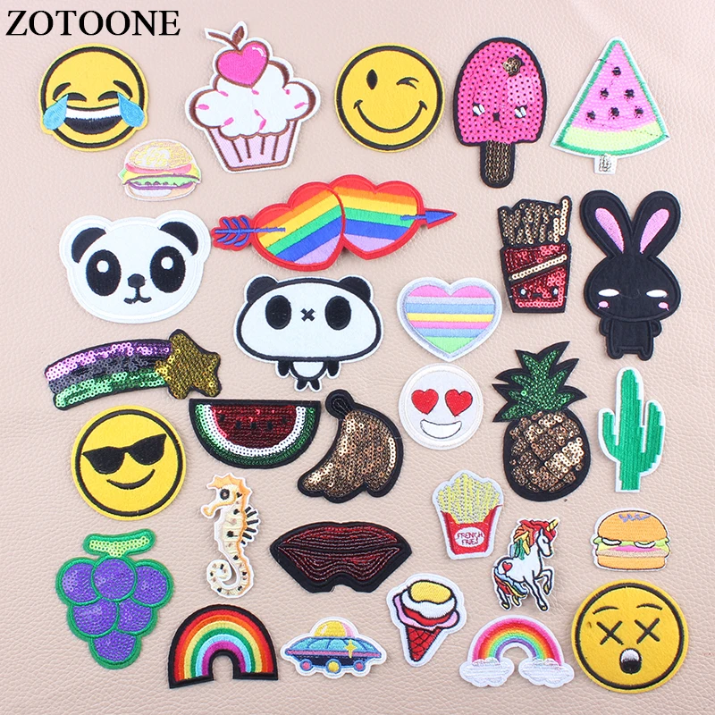 ZOTOONE утюжок на любовь Единорог фрукты еда патчи для одежды Diy Вышивка блесток
