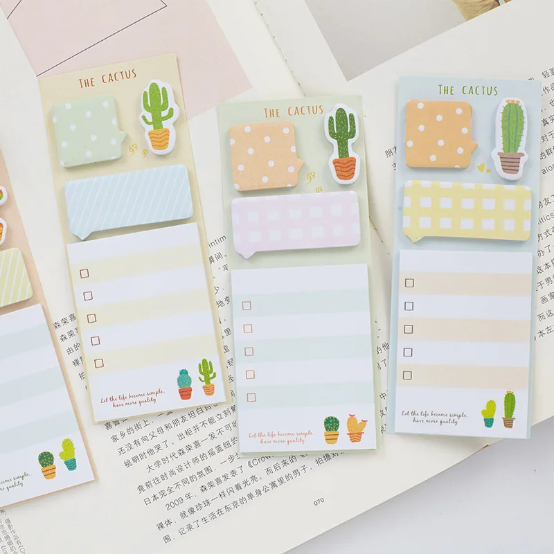 

1PC New Creative 4 Style Cactus Memo Pad Paper Post Notes Sticky Notes Notepad Stationery Papeleria School Office Supplies