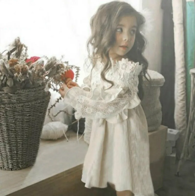 Baby Girl Lace Dress Outfit Clothes for Toddler Kids Baby Girl Off Shoulder Princess Party wedding dress long sleeve