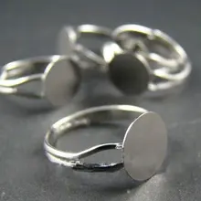 Посеребренные Регулируемые заготовки для колец с 10 мм плоской прокладкой