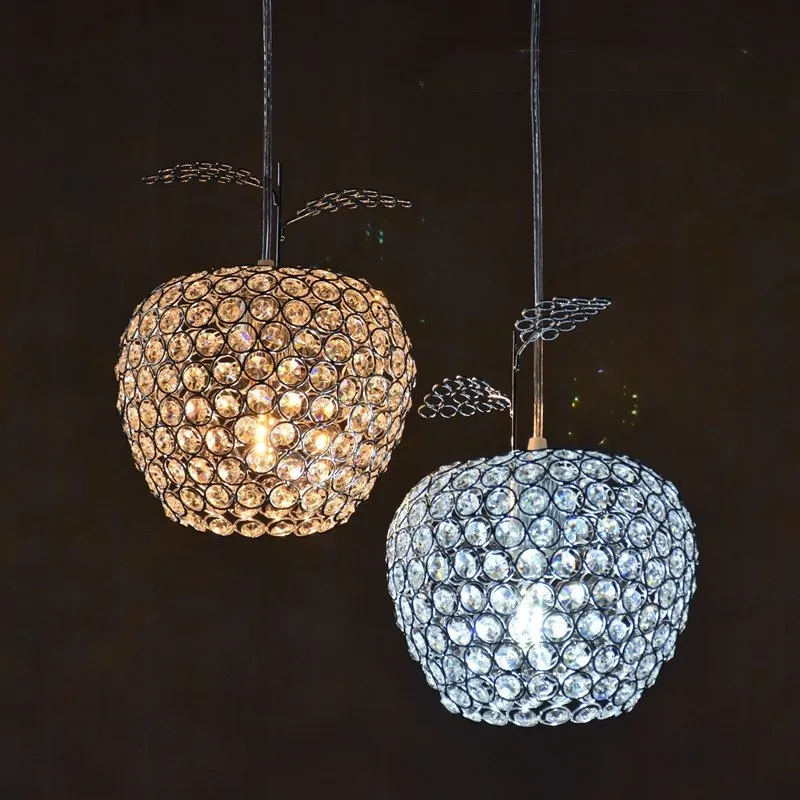 

Modern Chrome Lustre Apple Modeling LED Crystal Chandelier Crystal Lamp E27/26 Chandelier Lighting Fixture Pendant Ceiling Lamp