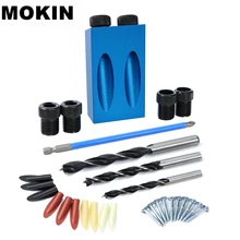 Pocket Hole Jig Kit 6/8/10mm Drill Guide Wood Drill Bit Angle Drilling Hole Puncher Locator For Household DIY Woodworking Tools