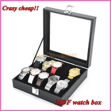 10 слотов черный кожзаменитель дешевые часы случае