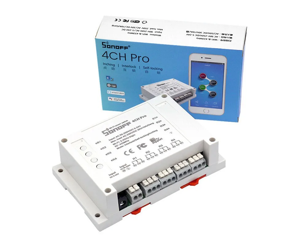 Sonoff 4CH Pro, wifi switch light alexa, sonoff 4ch wifi