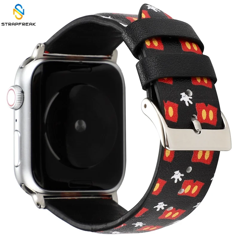 Ремешок из натуральной кожи с Микки Маусом для Apple Watch Series 4, 3, 2, 1, ремешок для iWatch Band 38 мм, 42 мм, 40, 44 мм