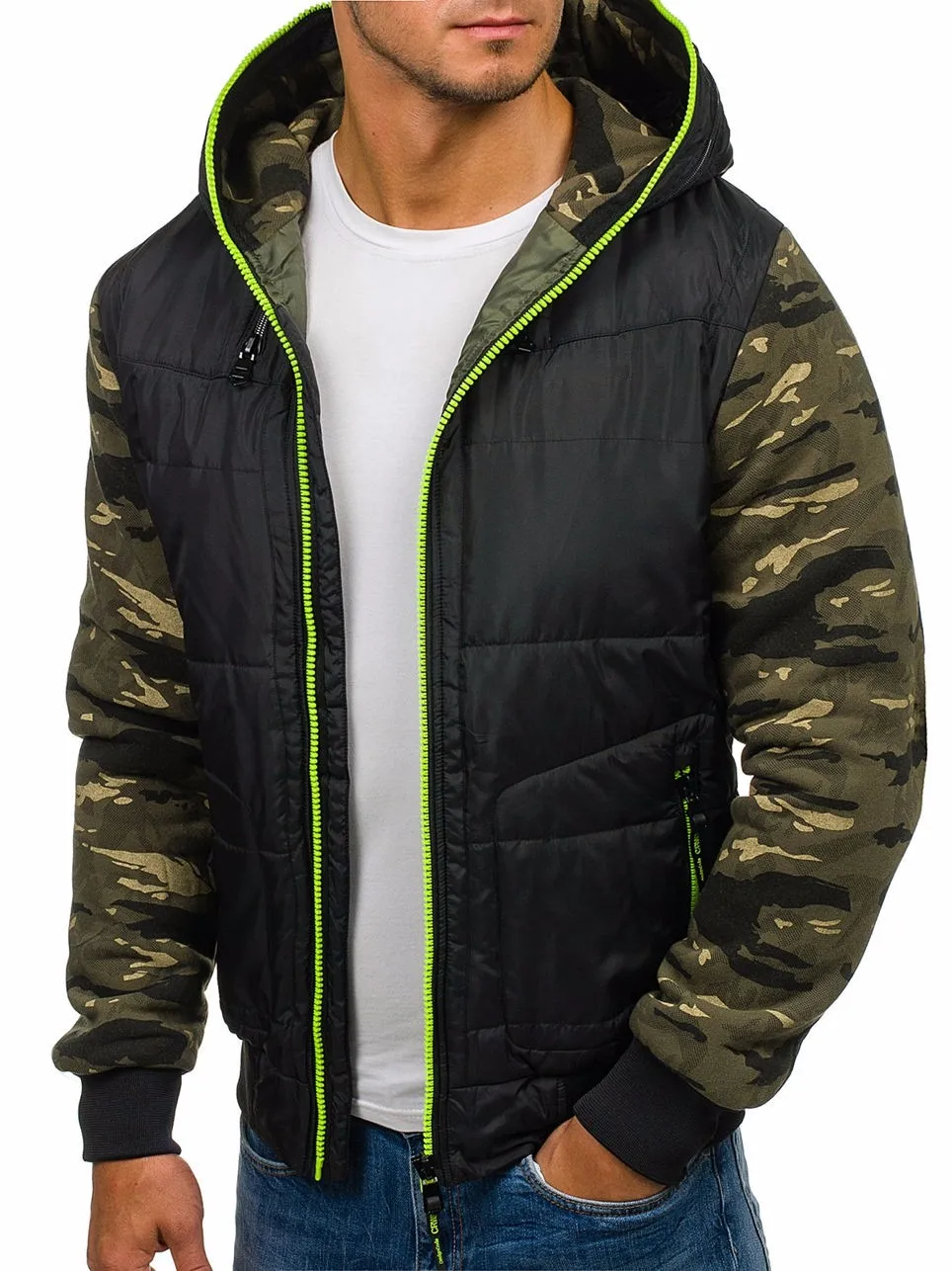 ZOGAA men winter jacket Casual fashion stitching color military style parka men 2019 new Thick Cotton Hooded Zipper clothes