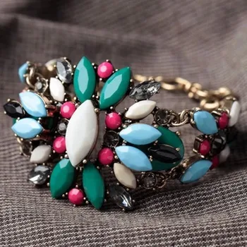 

Wing Yuk Tak Classic Real New Arrival Resin Women Plant Fashion Europe Multicolour Chunky Bracelet Jewelry Factory Wholesale