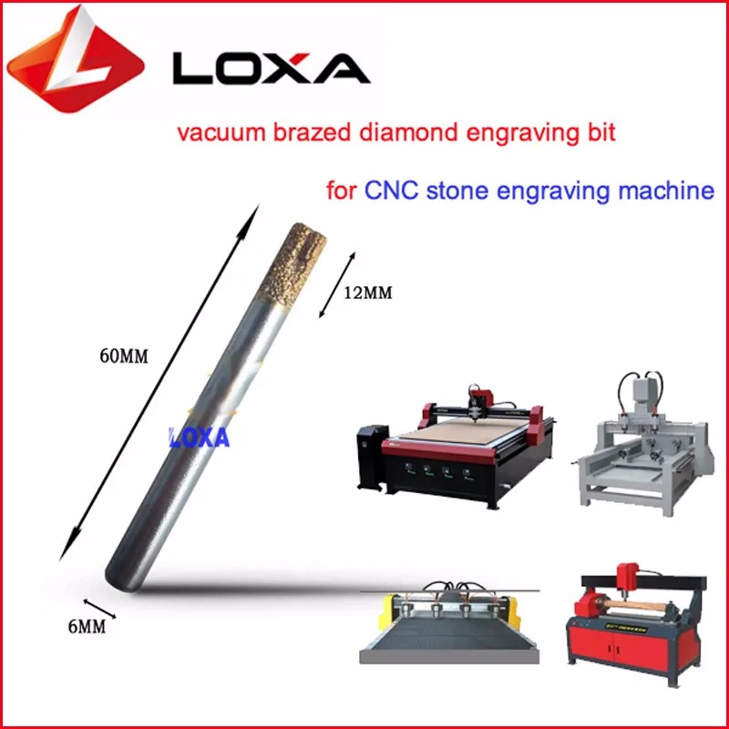 LOXA мраморный гравировальный инструмент, Вакуумные Паяные алмазные гравировальные инструменты/Концевая мельница со слотом(паз) для ЧПУ каменная гравировальная машина