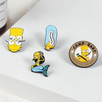 

Childhood Simpson enamel Pins Funny Cartoon Marge Simpson Lapel Brooches Saxophone Hunter Mermaid Cute Badge Jewelry Party gifts