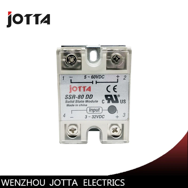 

SSR -80DD DC control DC SSR white shell Single phase Solid state relay 80A input 3-32V DC output 5~60V DC