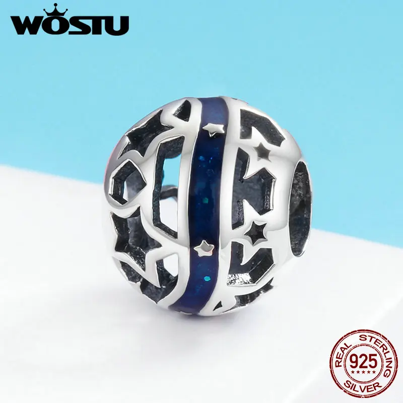 WOSTU фирменный браслет из 100% настоящего серебра 925 пробы ажурные звезды