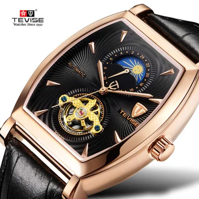 

Automatic Winding Watches TEVISE Men Mechanical Watch Tourbillon Sport Business Relogio Automatico Masculino Square Clock