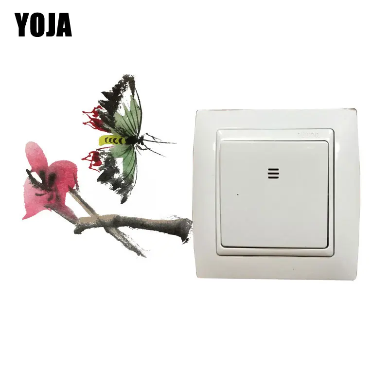 

YOJA Butterflies Flying On Flower Branches Switch Sticker Room Decorative Interesting Design PVC Wall Decal 8SS0482
