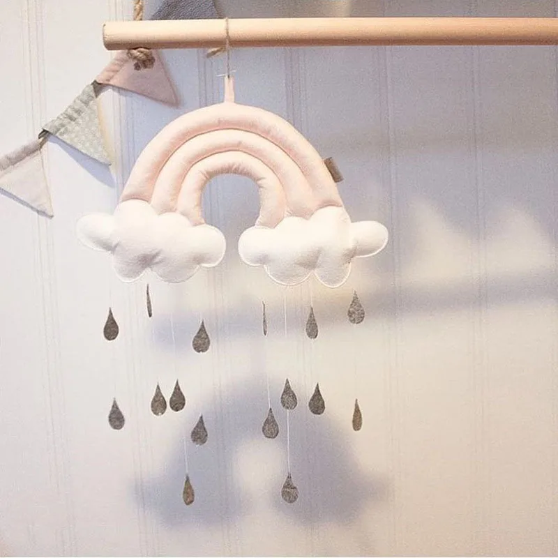 

Creative Three-dimensional Cloud Rainbow Raindrop Wall Decor Baby Bed Tent Hanging Toy Room Home Decoration Ornament Photo Props