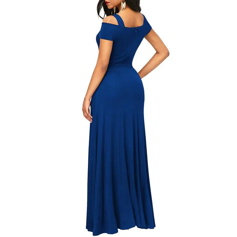 SEBOWEL 2017 Autumn Cold Shoulder Vintage Maxi Dress Women Elegant Floor Long Party Dress High Split Flare Dresses (10)
