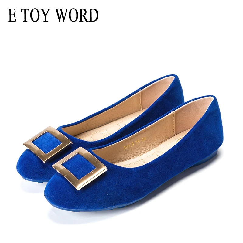 

E TOY WORD Women Flats Slip-On Shoes Fashion metal buckle shallow mouth Casual Shoes Women comfortable woman low shoes