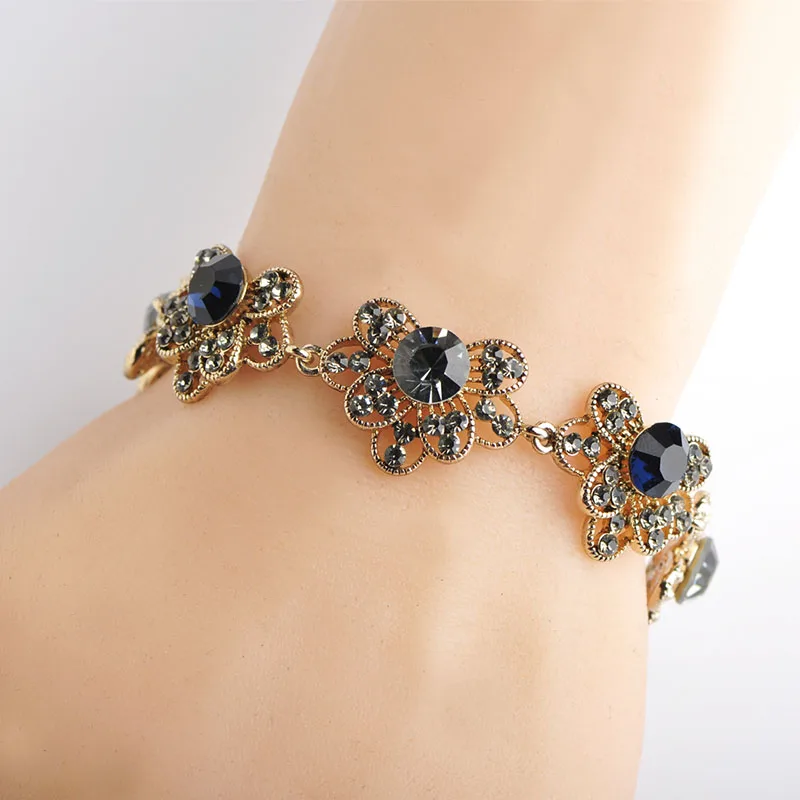 Blucome винтажные браслеты с цветами, циркониевые браслеты с кристаллами, женские свадебные украшения, аксессуары для рук, Изысканные Подарки
