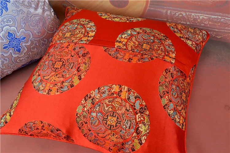 Этнические квадратные шелковые атласная наволочка 45x45 Рождественские декоративные Чехлы для дивана китайские подушки