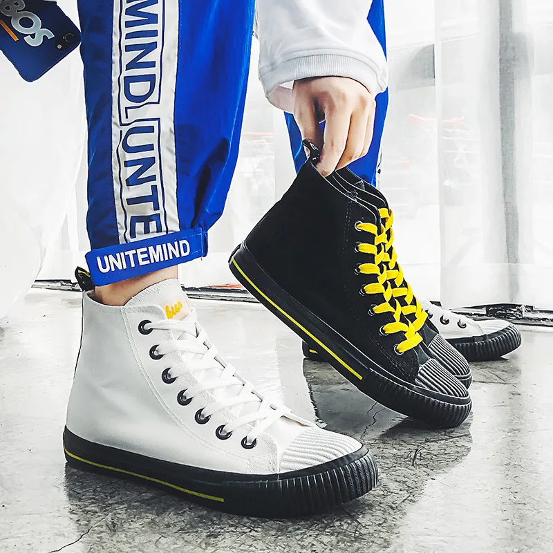 

Men's Vulcanize Shoes Men Spring Autumn Top Fashion Sneakers Lace-up High Style Solid Colors Man Shoes