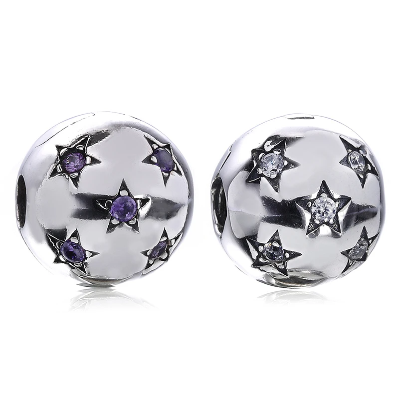 Purple Color 925 Sterling Silver Lock Clip Stopper Charms Star Beads For Original Pandora Bracelet Bangle - How To Open Pandora Bracelet Lock Purple Color 925 Sterling Silver Lock Clip Stopper Charms