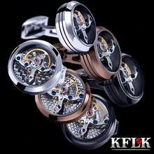 KFLK biżuteria koszula spinka do mankietu dla mężczyzn marka spinka mankietowa zegarek mechaniczny ruch spinki do mankietów wysokiej jakości goście Tourbillon