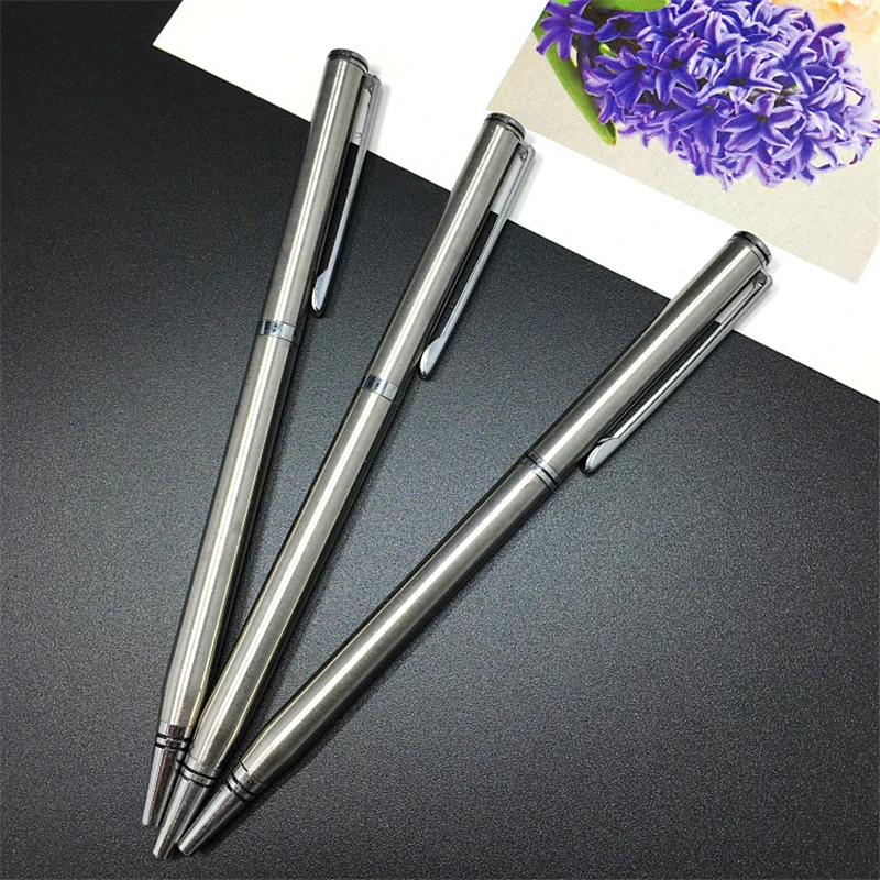 Металлическая шариковая ручка, рекламная шариковая ручка 0,7 мм, черная вращающаяся маленькая портативная масляная ручка для рекламы в гостиничном зале