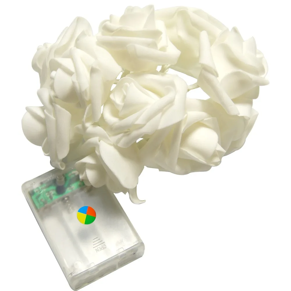 YIYANG 2M 20 Roses Flower Garland LED Holiday String Lights Valentine Birthday Wedding Party Decoration Economic Battery Lights