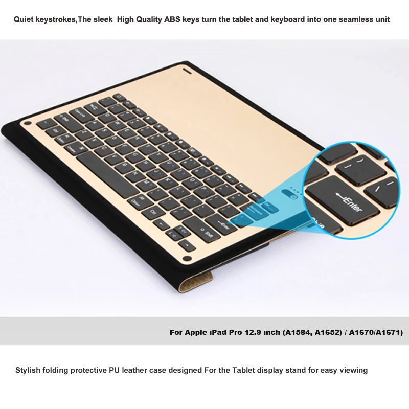 Чехол-клавиатура witsp@ d Bluetooth Folio для iPad pro 12,"-тонкая беспроводная клавиатура с подсветкой+ умный чехол с функцией автоматического сна/пробуждения