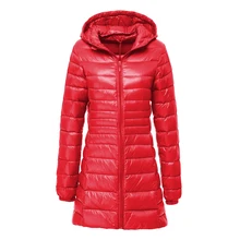 New Winter Long Down Jacket Women Casual Slim Warm Ultra Light Hooded Coat Female White Duck Down Parkas Women Outwear 5XL 6XL