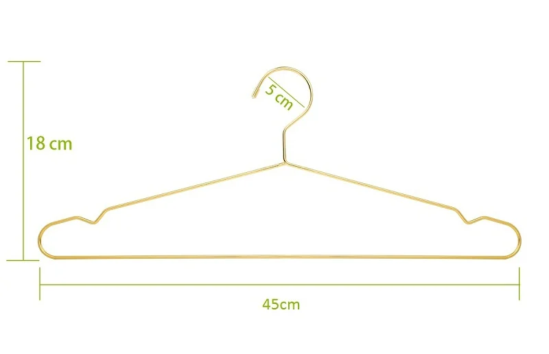 Jetdio 45 см золотые прочные металлические проволочные вешалки для одежды, вешалка для пальто, Стандартные Вешалки для костюмов(20 шт./партия