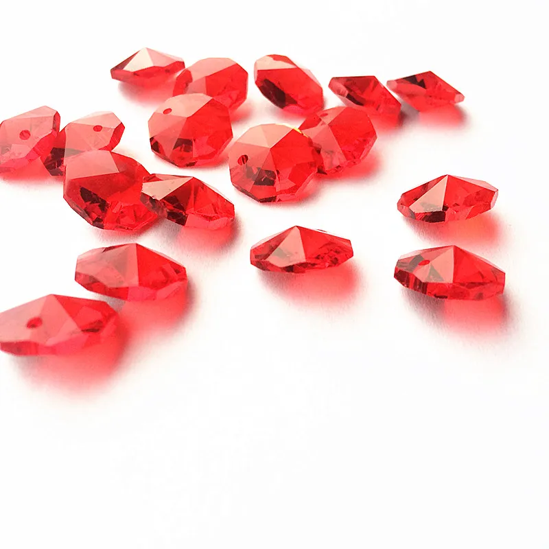 Contas de Vidro Buraco para Prisma Lustre de Contas de Cristal o Envio Gratuito de 100 Vermelho com 1 Lote Cristal Octagon Suncatchers Cortina Pçs - 14mm 3 Luzes e Iluminação