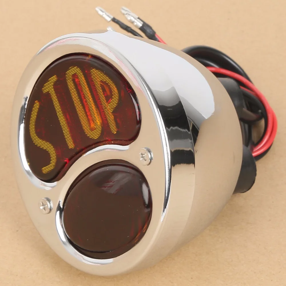 Motorcycle 3 3/4" STOP Chrome Rear Brake Tail light For Harley Davidson